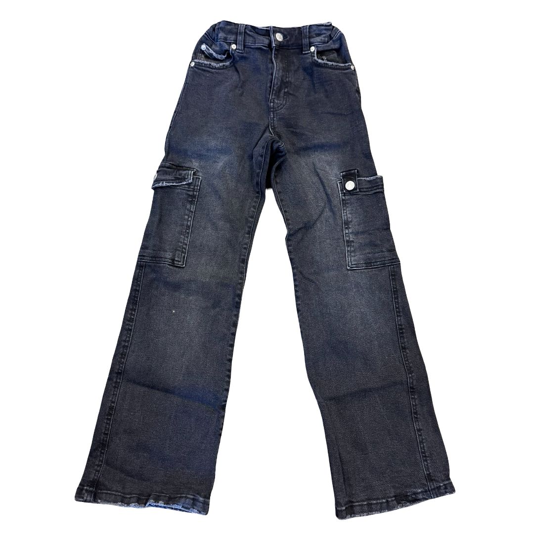 Zara black cargo denim jeans, 11-12 years