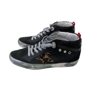 Golden Goose Mid Star Net Upper Leopard Horsey Star Sneakers, Euro 37 women’s