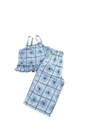 Zara Blue Flower pants/top set, 2-3 years