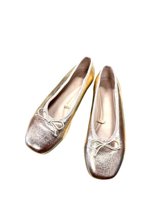 Zara Gold Ballet Flats with Bows, 33 EU