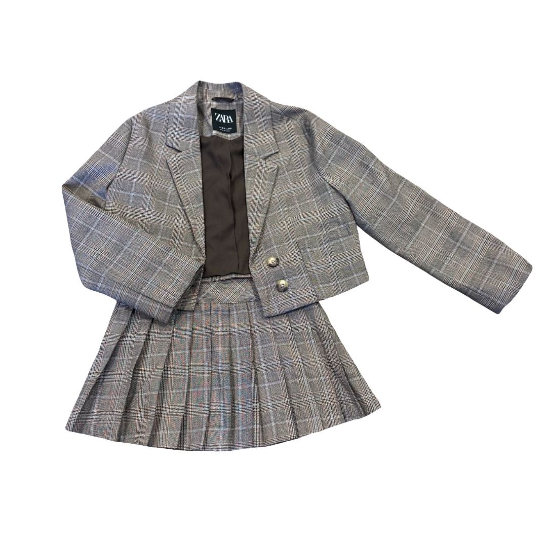 Zara checkered jacket/skirt set, 9-10 years