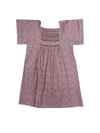 Bonpoint Maroon and Cream Dress with Smocking Details, 6 years