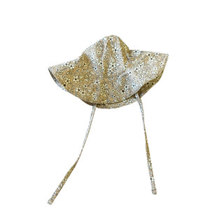 Quincy Mae Beige Sun Hat with Flowers, 0-6 months