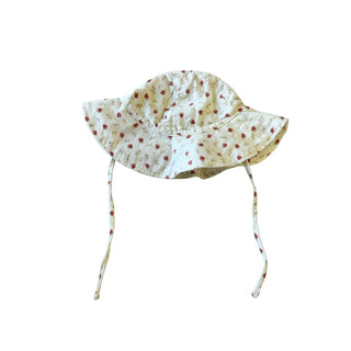 Rylee + Cru White Sun Hat with Strawberries, 6-12 months