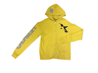 Free City Yellow Hummingbird etc. Graphic Zip Up Hoodie - Some small holes and mark, reflected in price, Women's Small