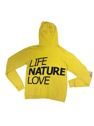 Free City Yellow Hummingbird etc. Graphic Zip Up Hoodie - Some small holes and mark, reflected in price, Women's Small