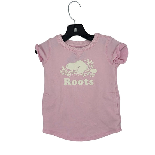 Roots Pink logo dress, 6-12 months