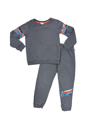 Splendid grey sweat set with coloured stripes, 6 years