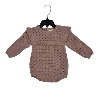 Quincy Mae Pink knitted onesie, 3-6 months