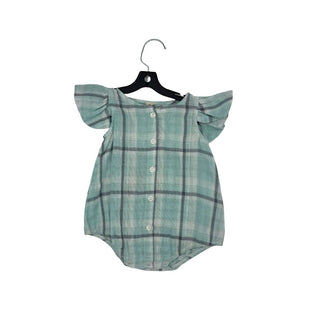 Vignette Turquoise checkered romper, 6-12 months