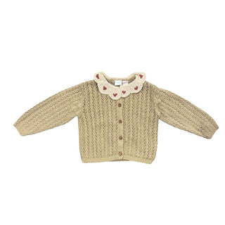 Zara Tan cardigan with collar&hearts, 4 years