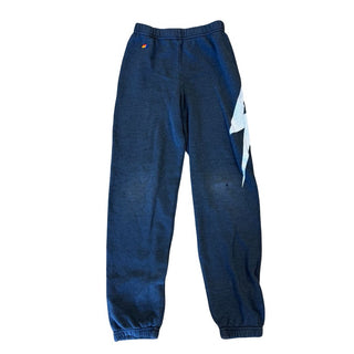 Aviator Nation Grey Sweatpants with White Lightning Bolt Small Hole in Knee, 12 years