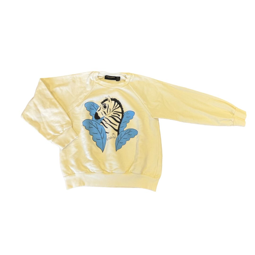 Mini Rodini Cream Pullover Sweater with Zebra, 7-9 years