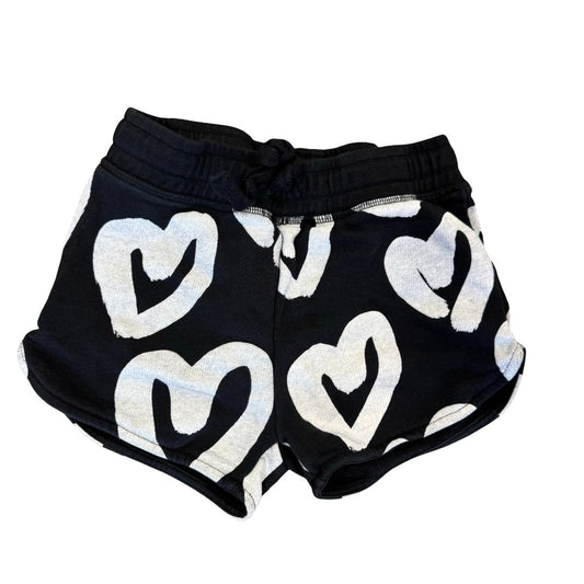 Stella McCartney Black Shorts with White Hearts, 8 years