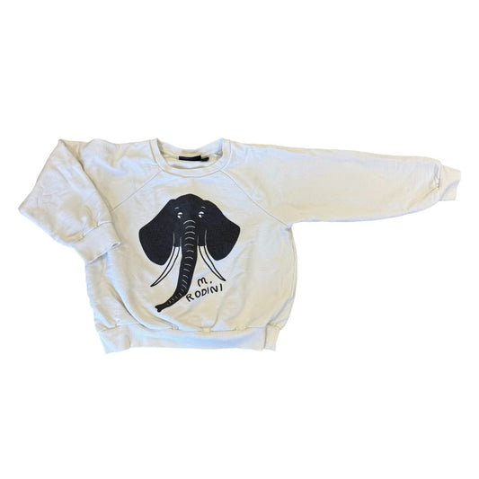 Mini Rodini Creamer Pullover Sweater with Elephant, 8-9 years