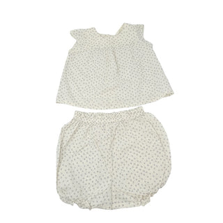 Bonpoint Cream set with blue and grey florals, 6 months