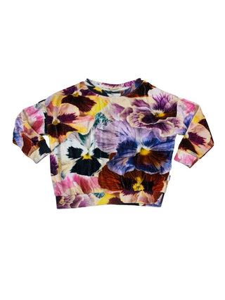 Molo Velour Pansy-Print Sweatshirt, 5 years