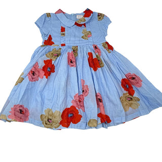 Morley Floral collared blue dress, 4-6 years