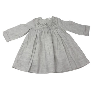 Petit Bateau Grey dress with embroidery at collar, 12 months