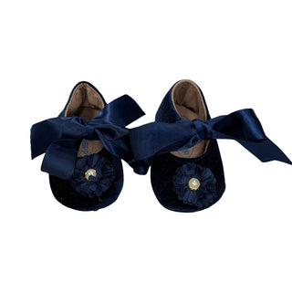 Myggpp Navy velvet Mary Jane w/tie bow, 1 little kid