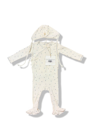 Lilette Cherry Scallop Layette Set Cream/Blue, Newborn