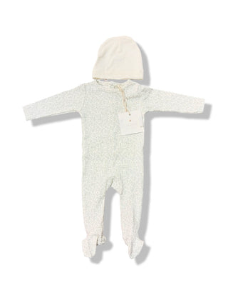 Lilette Leaf Trail Footie Set in Cream/Blue, Newborn