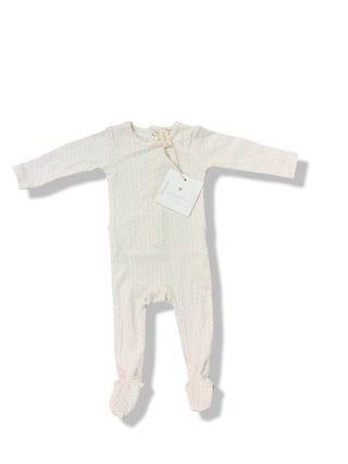 Lilette Dotted Footie in Cream/Pink, Newborn