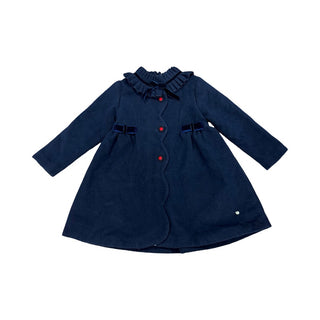 Piccola Speranza Navy velvet coat w/bow details, 36 months
