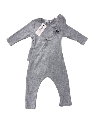 Joah Love Velour Grey Playsuit with Ruffle Detail - New With Tags, 24 months