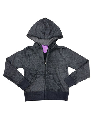 Sparkle by Stoopher Grey Zip Up Hoodie with Lip Graphics, 8 years