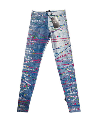 Terez Friendship Bracelet Denim Print Leggings - New With Tags, medium