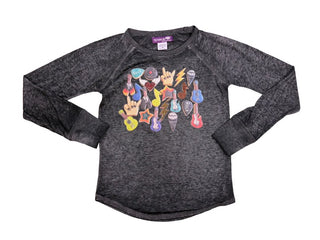 Sparkle by Stoopher Charcoal Longsleeve with Rock and Roll Graphics - New, 10 years