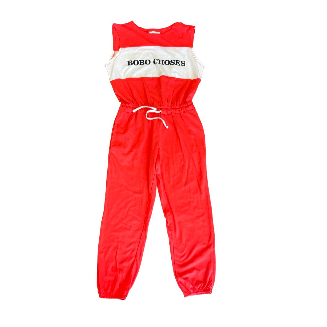 Bobo Choses orange one piece romper, 6-7 years