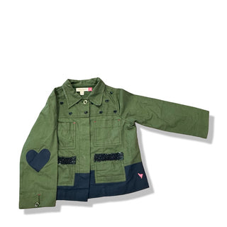 Pink Chicken Wylie Green  Jacket with sequin and heart details, 4 years