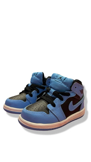 Air Jordan Blue and Black Mid tops, 6 litte kid