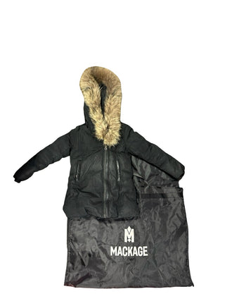 Mackage Black Puffer Jacket with fur hood, 6 years