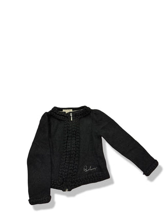 Burberry Black cashmere sweater zipup with logo, 8 years