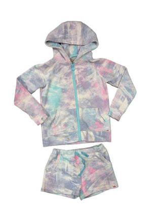 Appaman Zip Up Hoodie and Shorts Tie Dye Sweat Set - Two small stains, reflected in price, 7 years
