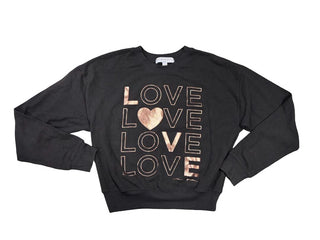 Spiritual Gangster Chocolate Brown Sweatshirt with Rose Gold "Love" Graphics, XS