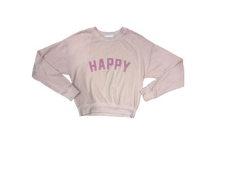 Spiritual Gangster Blush Pink Sweatshirt with "Happy" Graphic, XS