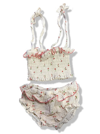 Cream Cherry bloomers/top set, 12-18 months