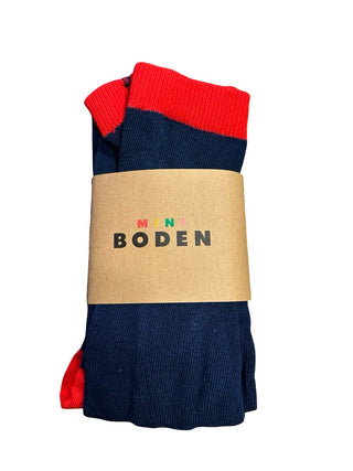 Mini Boden Navy And Red Bears tights with feet, O/S