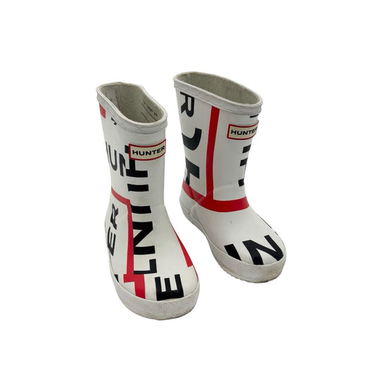 Hunter white logo rain boots, 6/7 little kid
