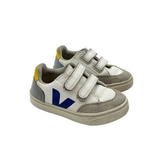 Veja white/multi/steek leather velcro runners, 8.5 little kid