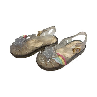 Mini Melissa Clear sparkly jelly sandals with rainbow, 9 little kid