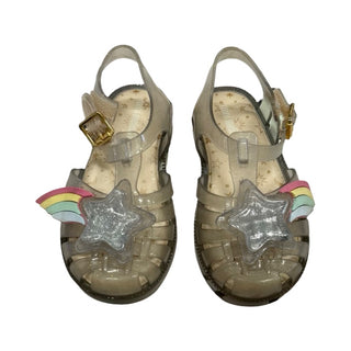 Mini Melissa Clear sparkly jelly sandals with rainbow, 9 little kid