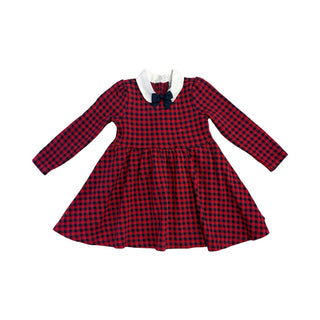 Janie & Jack Red and navy plaid dress with bow, 3 years