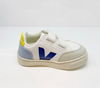 Veja white/multi/steek leather velcro runners, 8.5 little kid