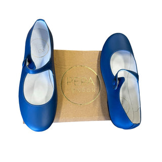 Pepa London french blue leather mary janes, 32 big kid