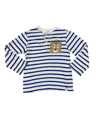 Mayoral blue striped longsleeve w/animal pocket, 36 months